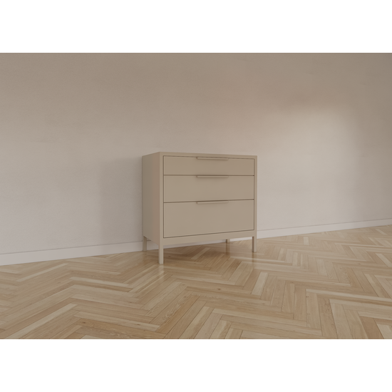 123schrank Kommode Demak 95cm - 95x50x90H cm - auf Beinen - 3 Soft-Close-Schubladen