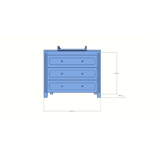 123schrank Blora Kommode - 100x55x90H cm - 3 Soft-Close-Schubladen - auf Beinen