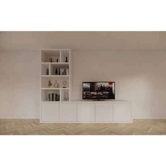 123schrank TV-Sideboard Lamego - 300x50x240H cm - 5 zu öffnende Türen - Fächerschrank