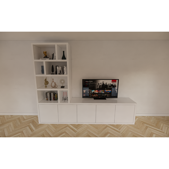 123schrank TV-Sideboard Lamego - 300x50x240H cm - 5 zu öffnende Türen - Fächerschrank