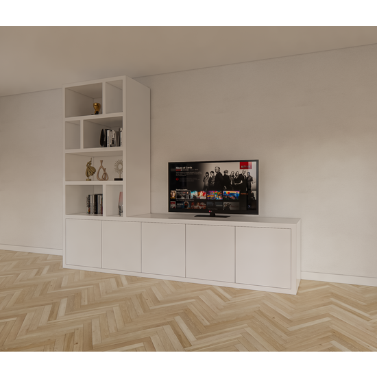 123schrank TV-Sideboard Lamego - 300x50x240H cm - 5 zu öffnende Türen - Fächerschrank