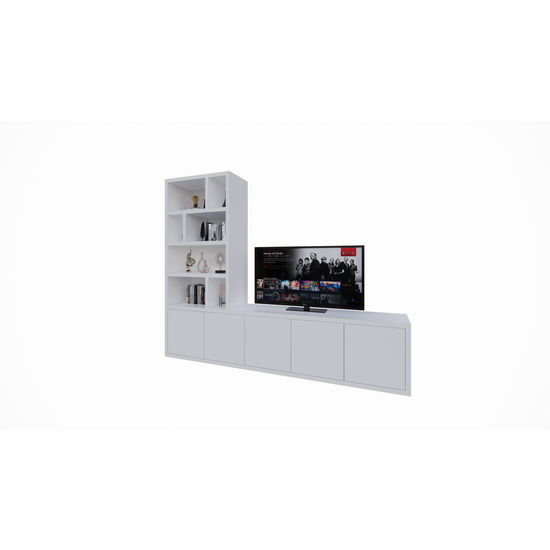 123schrank TV-Sideboard Lamego - 300x50x240H cm - 5 zu öffnende Türen - Fächerschrank