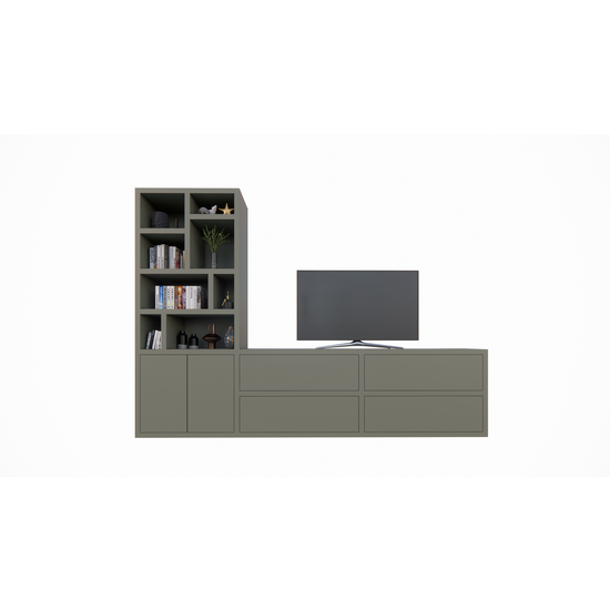 123schrank TV-Schrank/Kommode Burgos - 340x45x240H cm - Türen mit Push-to-Open-Funktion - Schubladen mit Push-to-Open-Funktion - 5cm Fachbodenstärke
