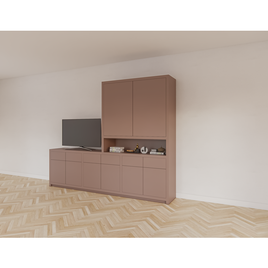 123schrank TV-Anrichte/Kommode Nikiti - 297x50x240H cm - 5 cm starke Einlegeböden - schlankes Design - Türen mit Druck zu öffnen