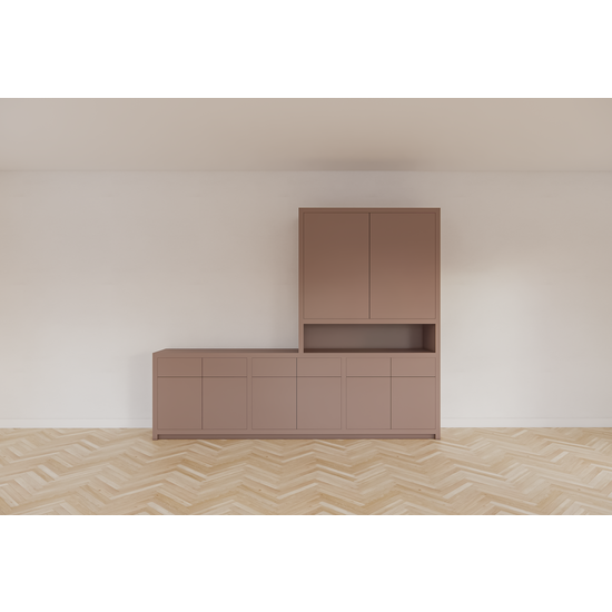 123schrank TV-Anrichte/Kommode Nikiti - 297x50x240H cm - 5 cm starke Einlegeböden - schlankes Design - Türen mit Druck zu öffnen