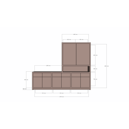 123schrank TV-Anrichte/Kommode Nikiti - 297x50x240H cm - 5 cm starke Einlegeböden - schlankes Design - Türen mit Druck zu öffnen