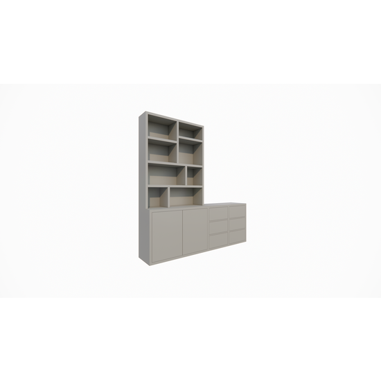 123schrank Albi Anrichte/Schrank - 230x30/45x240H cm - Schubladen und Türen mit Push-to-Open - 4cm Bodenstärke
