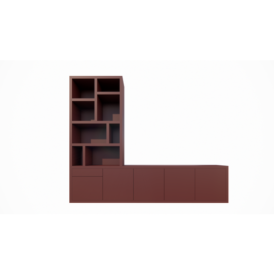 123schrank Lizard TV-Sideboard - 300x40x240H cm - Fächerschrank - Push-to-open-Türen - Push-to-open-Schublade - elegante Ausführung