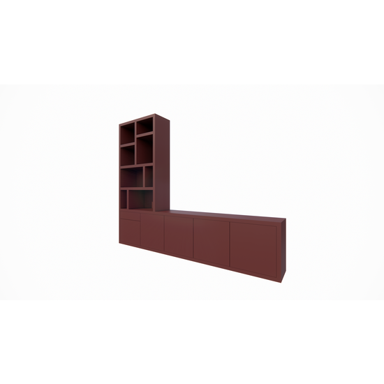 123schrank Lizard TV-Sideboard - 300x40x240H cm - Fächerschrank - Push-to-open-Türen - Push-to-open-Schublade - elegante Ausführung