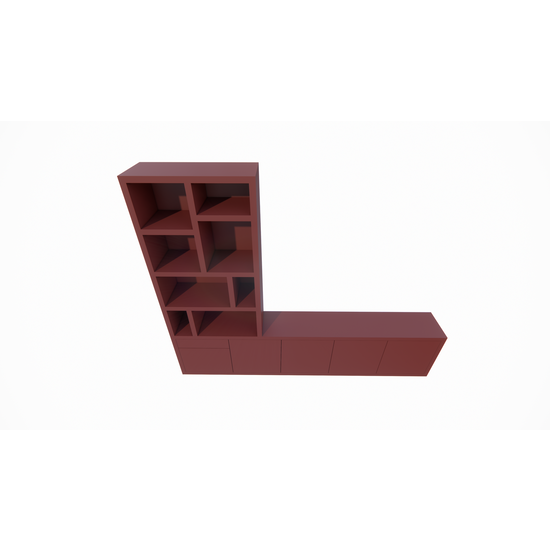 123schrank Lizard TV-Sideboard - 300x40x240H cm - Fächerschrank - Push-to-open-Türen - Push-to-open-Schublade - elegante Ausführung