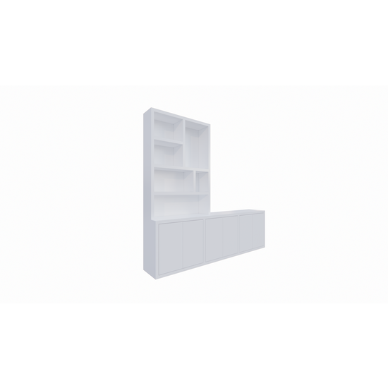 123schrank Royan TV-Sideboard - 275x30/45x255H cm - 6 Push-to-open-Türen - Facheinteilung - schlichte Ausführung