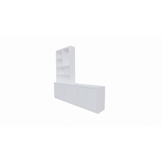 123schrank Royan TV-Sideboard - 275x30/45x255H cm - 6 Push-to-open-Türen - Facheinteilung - schlichte Ausführung