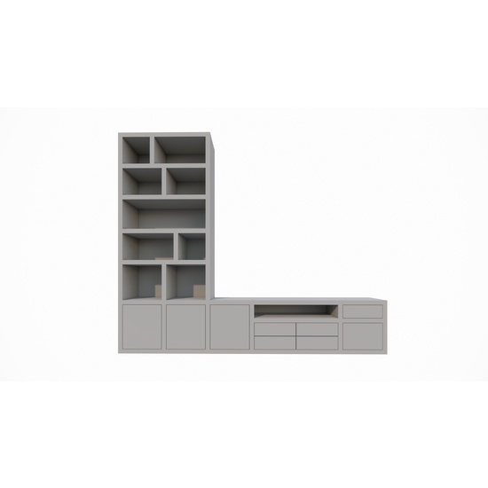 123schrank Kommode Rennes - 300x40x240H cm - Schubladen mit Push-to-Open - Türen mit Push-to-Open - offene Einlegeböden - schlichte Ausführung