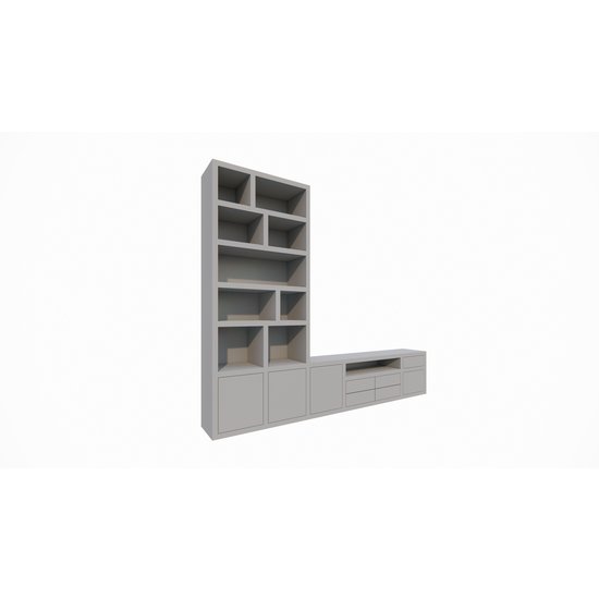 123schrank Kommode Rennes - 300x40x240H cm - Schubladen mit Push-to-Open - Türen mit Push-to-Open - offene Einlegeböden - schlichte Ausführung