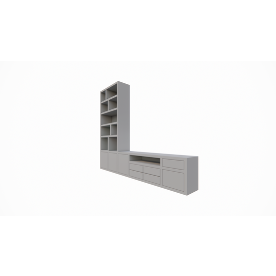123schrank Kommode Rennes - 300x40x240H cm - Schubladen mit Push-to-Open - Türen mit Push-to-Open - offene Einlegeböden - schlichte Ausführung