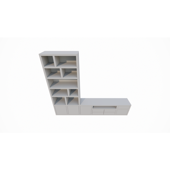 123schrank Kommode Rennes - 300x40x240H cm - Schubladen mit Push-to-Open - Türen mit Push-to-Open - offene Einlegeböden - schlichte Ausführung