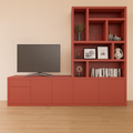 123schrank TV-Sideboard mit Fach Limoges - 350x40x240H cm - offene Fächer - Push-to-Open-Türen - Soft-Close-Schublade - 5cm Fachbodenstärke - schlichte Ausführung