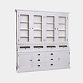 123schrank Grutterschrank Cova - 214x50x226H cm - 4 Vitrinentüren mit Scharnieren - 4 Klappen - 6 Schubladen - 2 geschlossene Scharniertüren