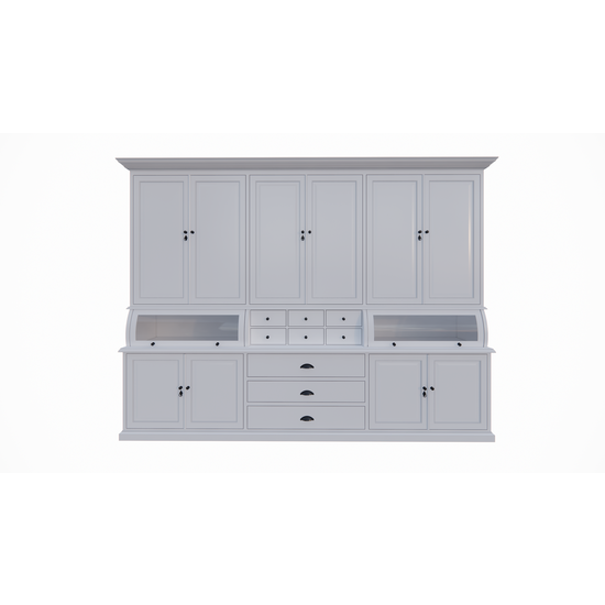 123schrank Buffetschrank / Grutterschrank Burano - 300x50x230H cm - 2 Kugelklappen - geschlossene Türen im Oberschrank - 9 Schubladen