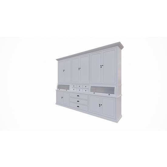 123schrank Buffetschrank / Grutterschrank Burano - 300x50x230H cm - 2 Kugelklappen - geschlossene Türen im Oberschrank - 9 Schubladen