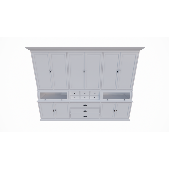 123schrank Buffetschrank / Grutterschrank Burano - 300x50x230H cm - 2 Kugelklappen - geschlossene Türen im Oberschrank - 9 Schubladen