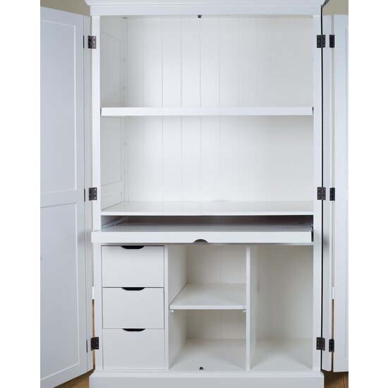 123schrank Computerschrank Roma - 120x60x190H cm - ausziehbarer Fachboden - 2 geschlossene Flügeltüren - verstellbarer oberer Fachboden