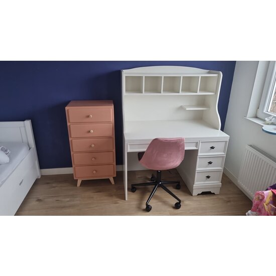 123schrank Montpellier Kinderschreibtisch - 110x65x140H cm - offene Regale - 3 Schubladen - ausziehbare Schublade - rustikale Ausführung