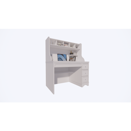 123schrank Montpellier Kinderschreibtisch - 110x65x140H cm - offene Regale - 3 Schubladen - ausziehbare Schublade - rustikale Ausführung