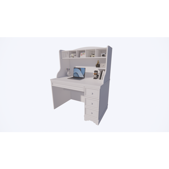 123schrank Montpellier Kinderschreibtisch - 110x65x140H cm - offene Regale - 3 Schubladen - ausziehbare Schublade - rustikale Ausführung