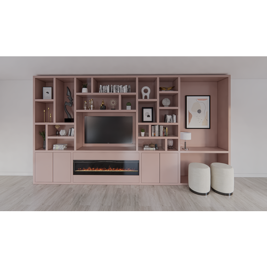 123schrank TV-/Bürofachschrank Viterbo mit Kamin - 460x40x255H cm - 5cm Fachbodenstärke - PREIS AUF ANFRAGE