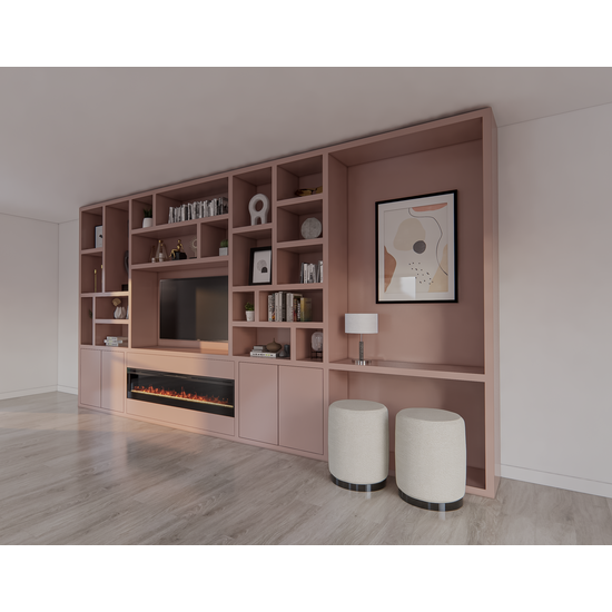 123schrank TV-/Bürofachschrank Viterbo mit Kamin - 460x40x255H cm - 5cm Fachbodenstärke - PREIS AUF ANFRAGE