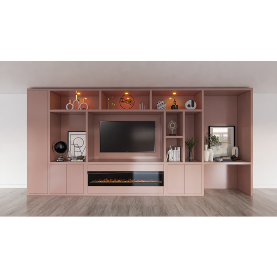 123schrank TV-/Bürofachschrank Narni mit Kamin 535x45x255H cm - 5cm Fachbodenstärke - PREIS AUF ANFRAGE