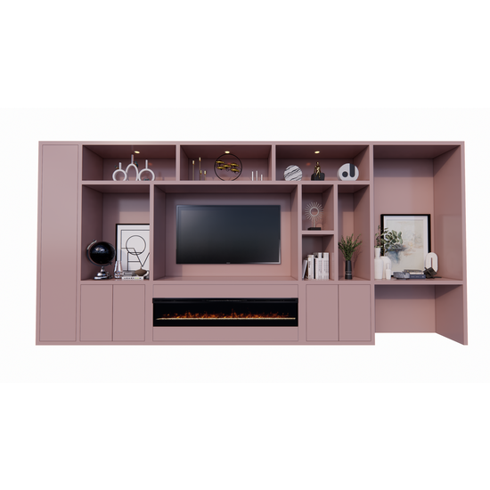 123schrank TV-/Bürofachschrank Narni mit Kamin 535x45x255H cm - 5cm Fachbodenstärke - PREIS AUF ANFRAGE
