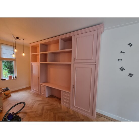 123schrank Schreibtischschrank Mondovi - 400x40x300H cm - 4 Soft-Close-Schubladen - 4 Flügeltüren - 6 offene Fächer - PREIS AUF ANFRAGE