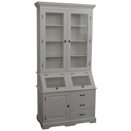 123schrank Grutterschrank Porto Marie - 110x52x220H cm - 3 Flügeltüren - 2 Klappen - 3 Soft-Close-Schubladen
