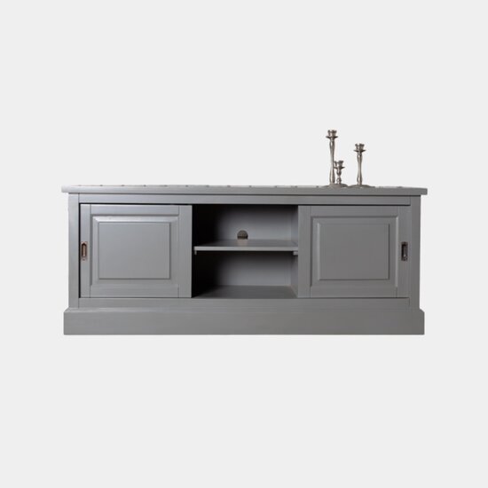 123schrank Avignon TV Sideboard - 150x48x60H cm - 2 Schiebetüren - offenes Mittelfach - mit Kabeldurchlass