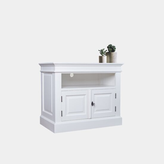 123schrank Rimini TV Sideboard - 90x50x75H cm - offenes Fach - 2 geschlossene Flügeltüren - mit Kabeldurchlass