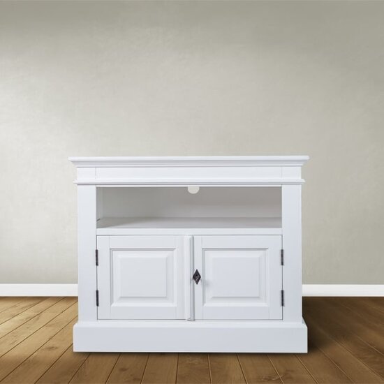 123schrank Rimini TV Sideboard - 90x50x75H cm - offenes Fach - 2 geschlossene Flügeltüren - mit Kabeldurchlass