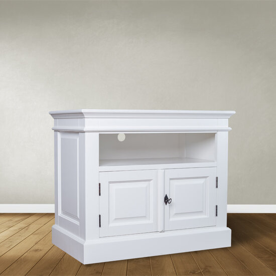 123schrank Rimini TV Sideboard - 90x50x75H cm - offenes Fach - 2 geschlossene Flügeltüren - mit Kabeldurchlass