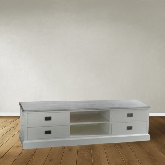 123schrank TV-Sideboard Lin 04 - 160x50x50H cm - 4 Schubladen - offenes Mittelfach - mit Kabeldurchlass - optional vergraute Platte