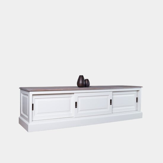 123schrank TV-Sideboard Lin 05 - 180x50x50H cm - 3 Schiebetüren - mit Kabeldurchlass - optional vergraute Platte