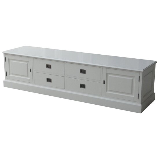 123schrank Tv-Sideboard Lin 08 - 200x50x50H cm - 2 geschlossene Flügeltüren - 4 Schubladen - optionaler grauer Oberboden