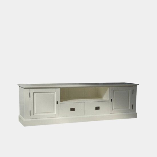 123schrank Miss 09 TV-Sideboard - 200x46x60H cm - 2 Flügeltüren - 2 Schubladen - offenes Fach mit Kabelloch