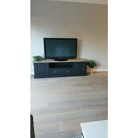 123schrank Miss 09 TV-Sideboard - 200x46x60H cm - 2 Flügeltüren - 2 Schubladen - offenes Fach mit Kabelloch