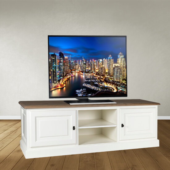 123schrank Vienna TV Sideboard - 180x50x60H cm - mit Eiche - 2 Flügeltüren - offenes Mittelfach