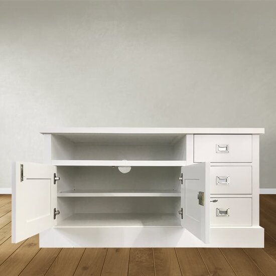 123schrank TV-Sideboard Island 06 - 125x50x65H cm - 3 Schubladen - 2 Flügeltüren - mit TV-Kabelloch