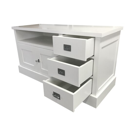 123schrank TV-Sideboard Island 06 - 125x50x65H cm - 3 Schubladen - 2 Flügeltüren - mit TV-Kabelloch