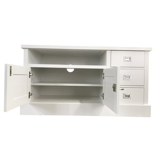 123schrank TV-Sideboard Island 06 - 125x50x65H cm - 3 Schubladen - 2 Flügeltüren - mit TV-Kabelloch