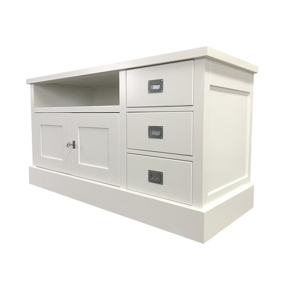 123schrank TV-Sideboard Island 06 - 125x50x65H cm - 3 Schubladen - 2 Flügeltüren - mit TV-Kabelloch