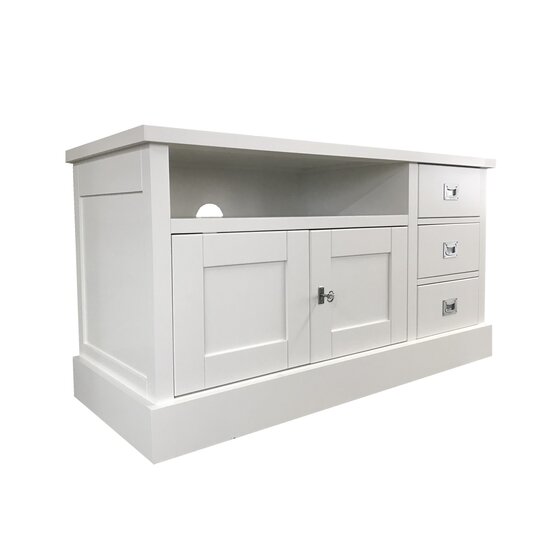 123schrank TV-Sideboard Island 06 - 125x50x65H cm - 3 Schubladen - 2 Flügeltüren - mit TV-Kabelloch